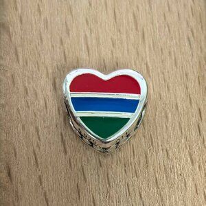 Pandora GAMBIA Exclusive Travel Heart Charm Pendant, S925 Silver Bracelets
